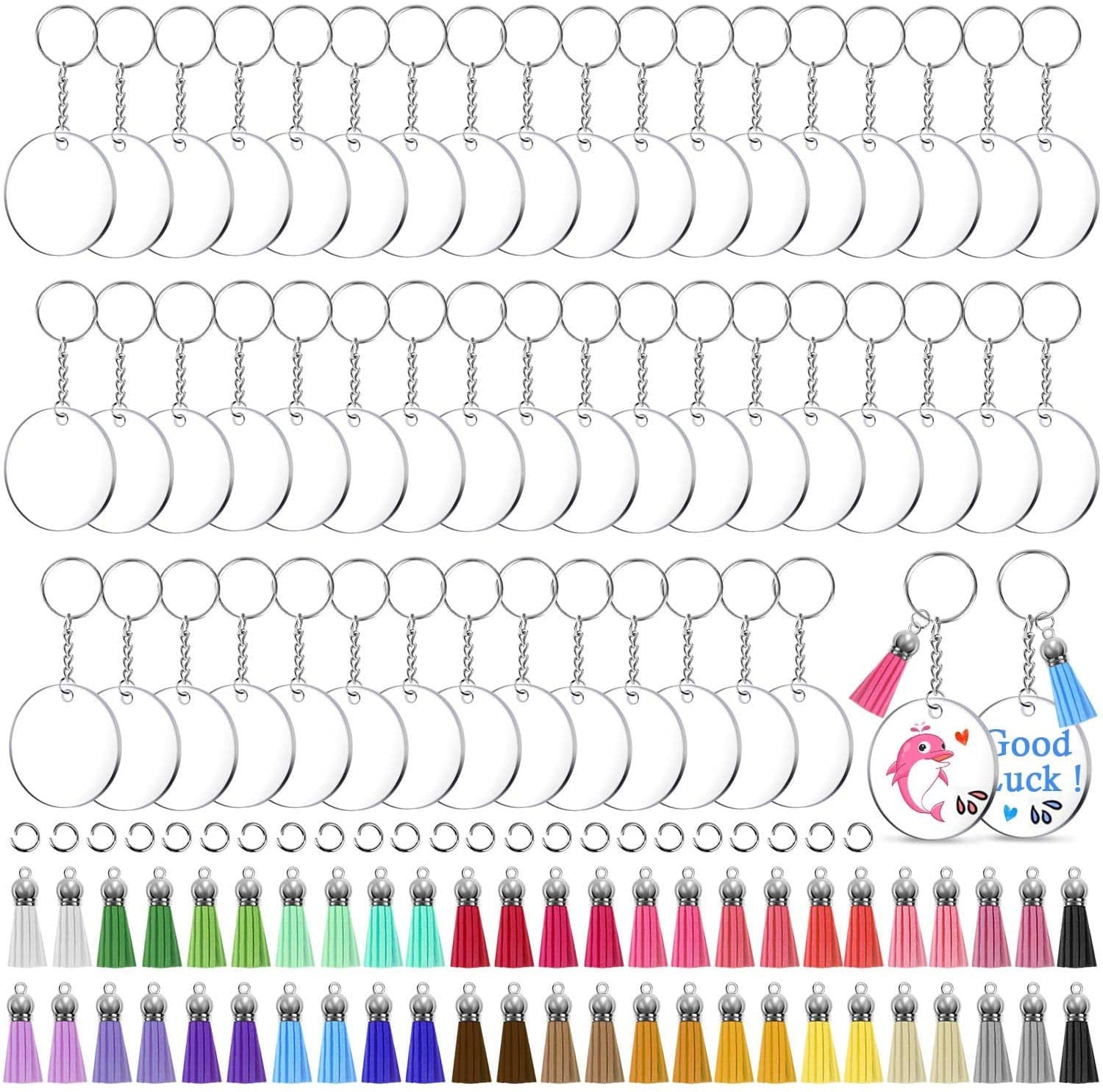 Wholesale DIY Acrylic Blank Keychain 200pcs/set